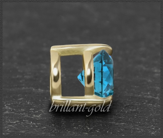 Brillant 585 Gold Anhänger 0,35ct; blau, Si1-2